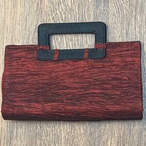 Burgandy and Black Fabric Handbag